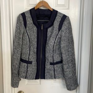 Anne Klein Tweed Lady Jacket Collarless Blazer